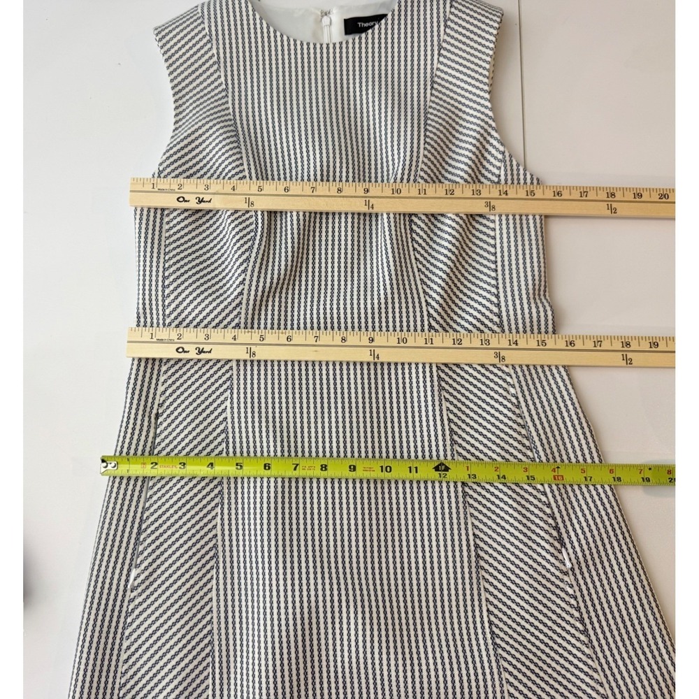 Theory Helaina Sayre Stripe Dress Women 6 Navy Blue White Wool Blend Sleeveless - Picture 9 of 10
